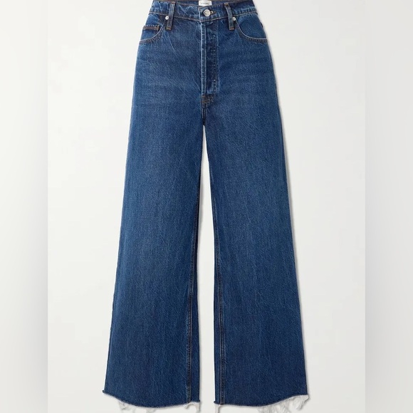 FRAME Denim Denim - Frame Denim Womens Le Low Blindspot Raw Fray Wide Leg Jean, Blue size 28 EUC